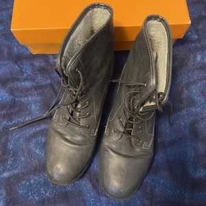 Sporto gray leather short boots with warm lining